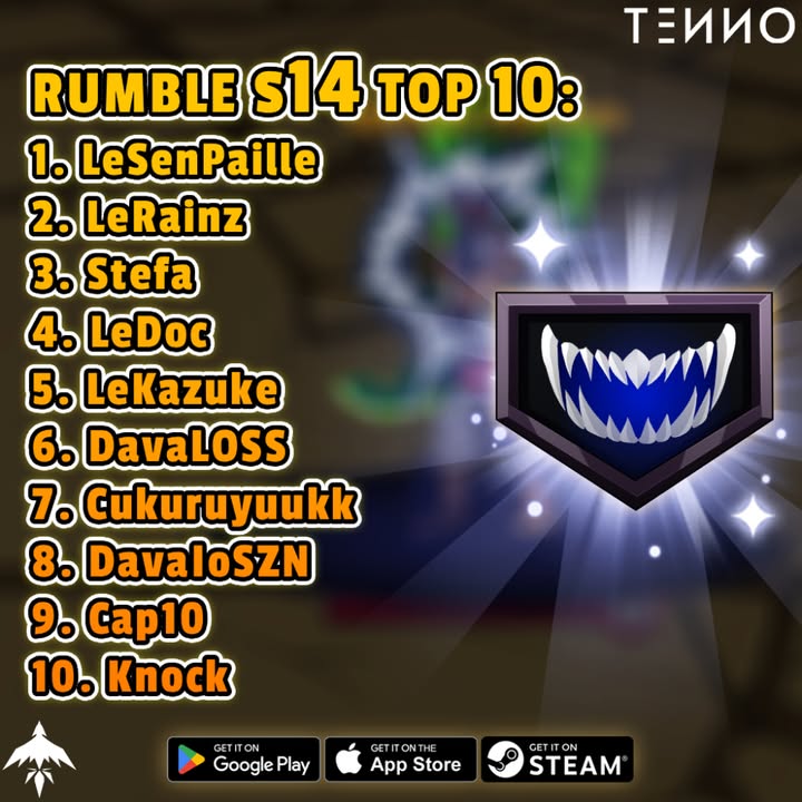 Rumble Season 14 Rewards Delivered to Winners - Tenno Ultimate Ninja RPG Wiki